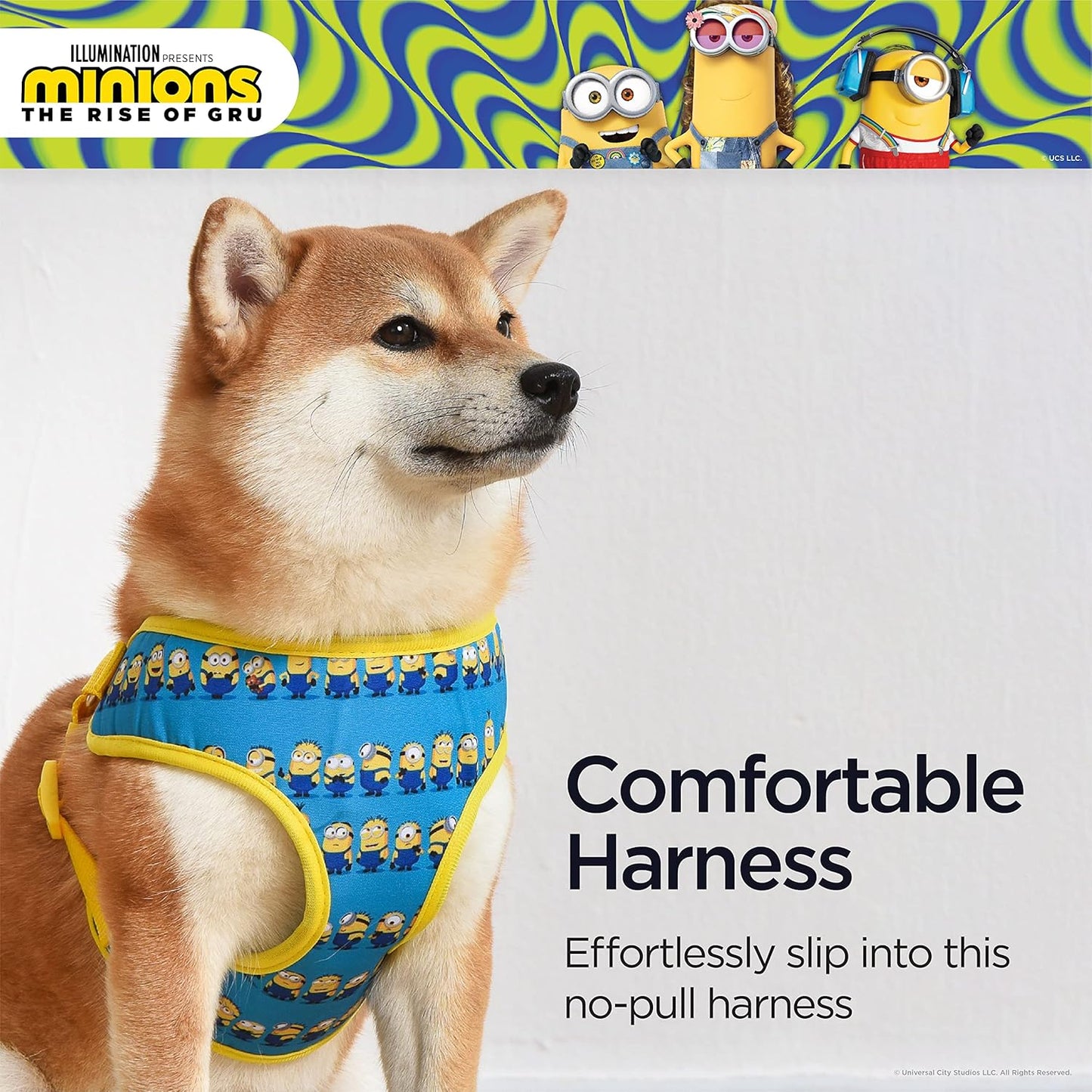 Dog Harness, Small, Blue in a Row | Comfortable Mesh No-Pull Dog Harness| Gifts for Fans and Their Pets | Officially Licensed Pet Product from Universal Studios